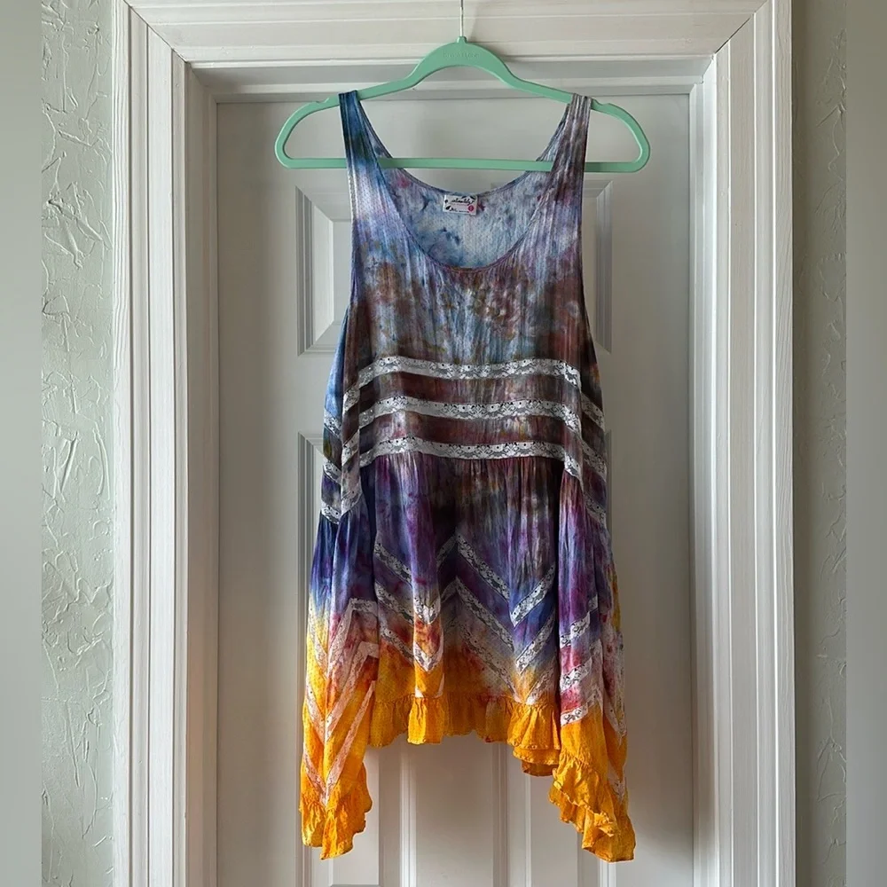 Snow Dyed Voile & Lace Free People Dress - Picture 1 of 4
